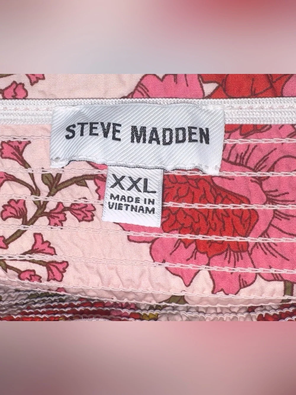 Steve Madden Floral Smocked Sundress | XXL | Pink Multi | Adjustable Straps